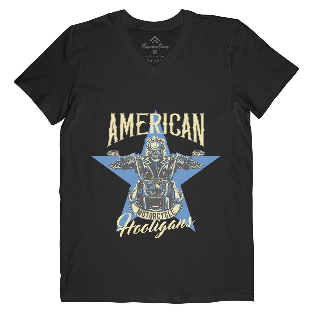 American Mens Organic V-Neck T-Shirt Motorcycles B144