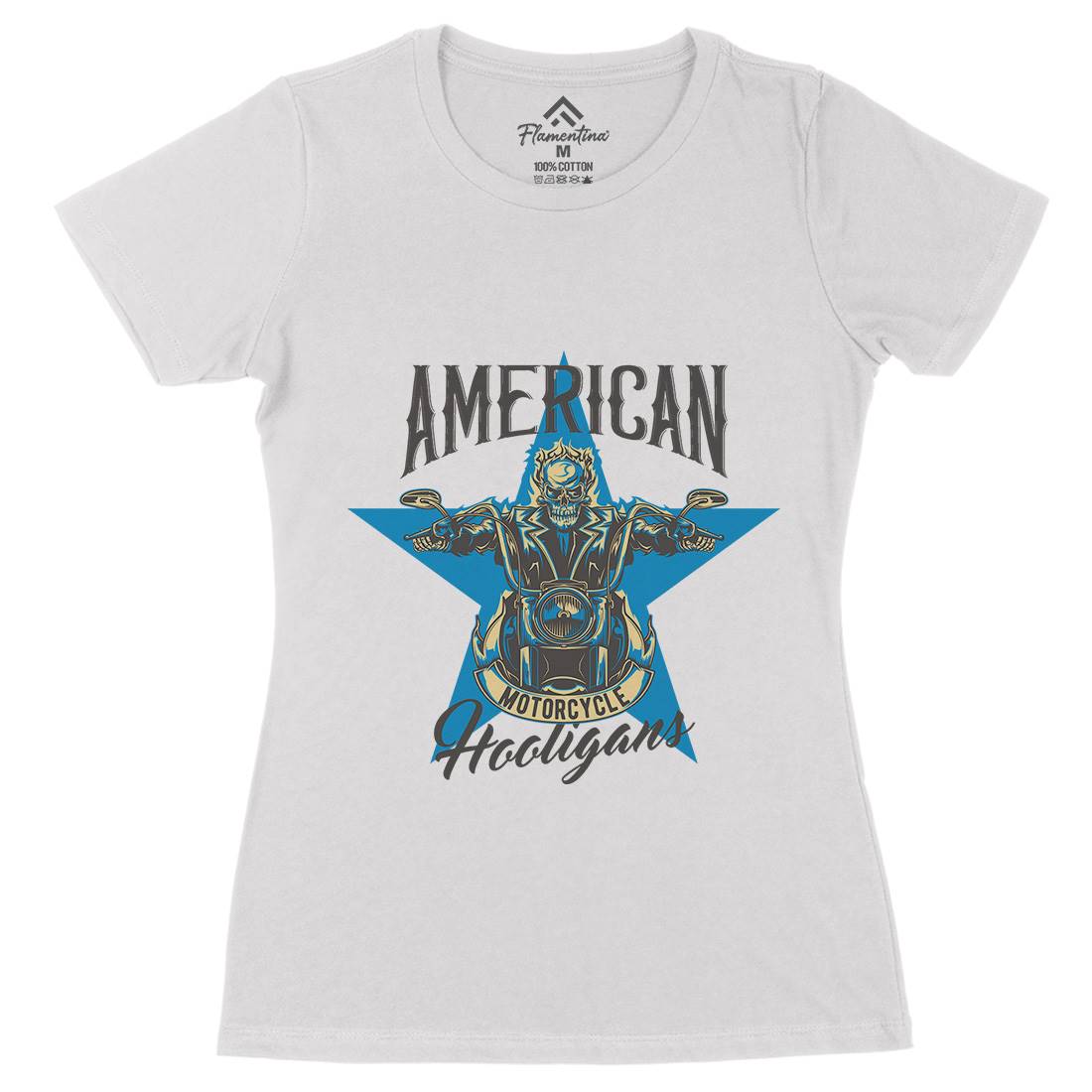 American Womens Organic Crew Neck T-Shirt Motorcycles B144