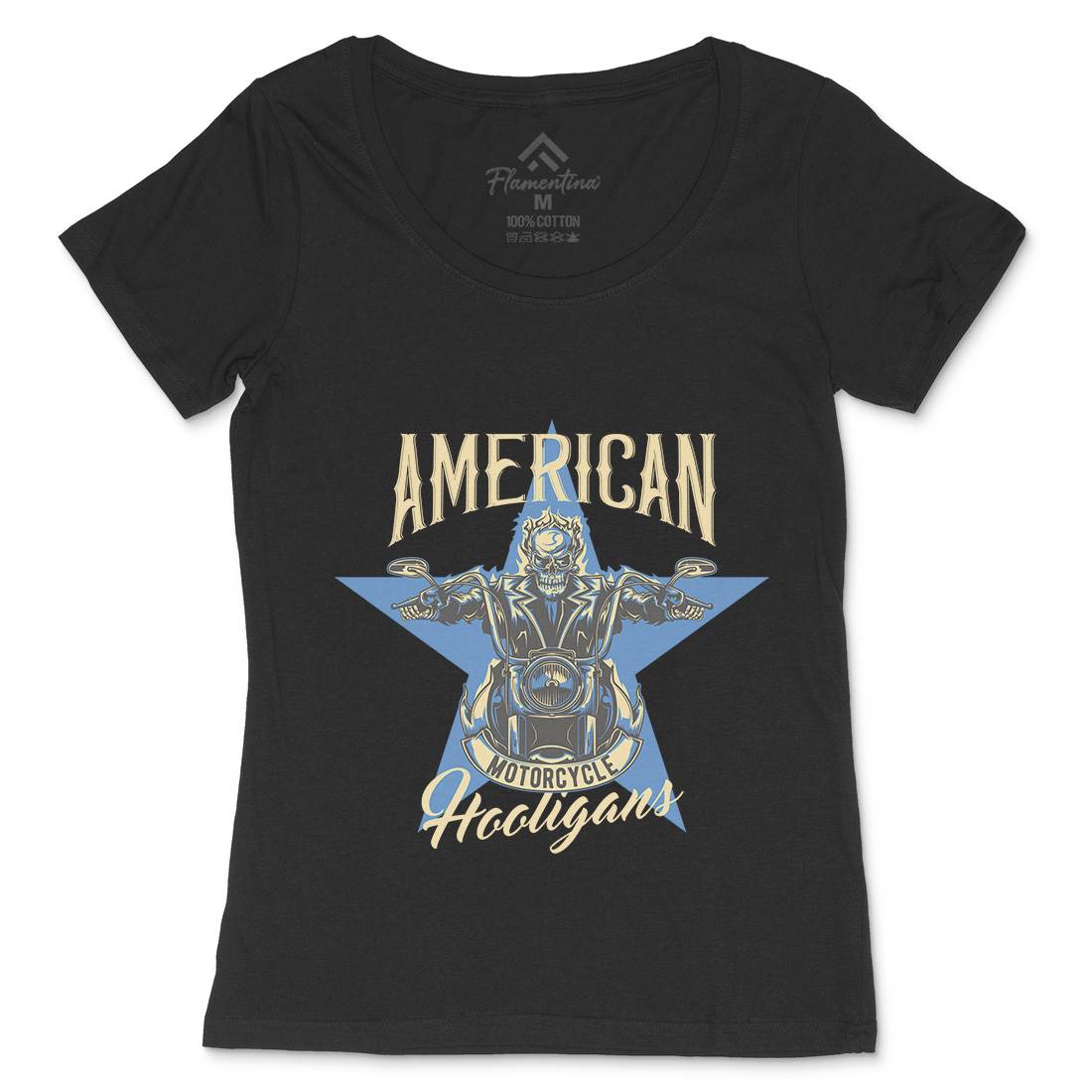 American Womens Scoop Neck T-Shirt Motorcycles B144
