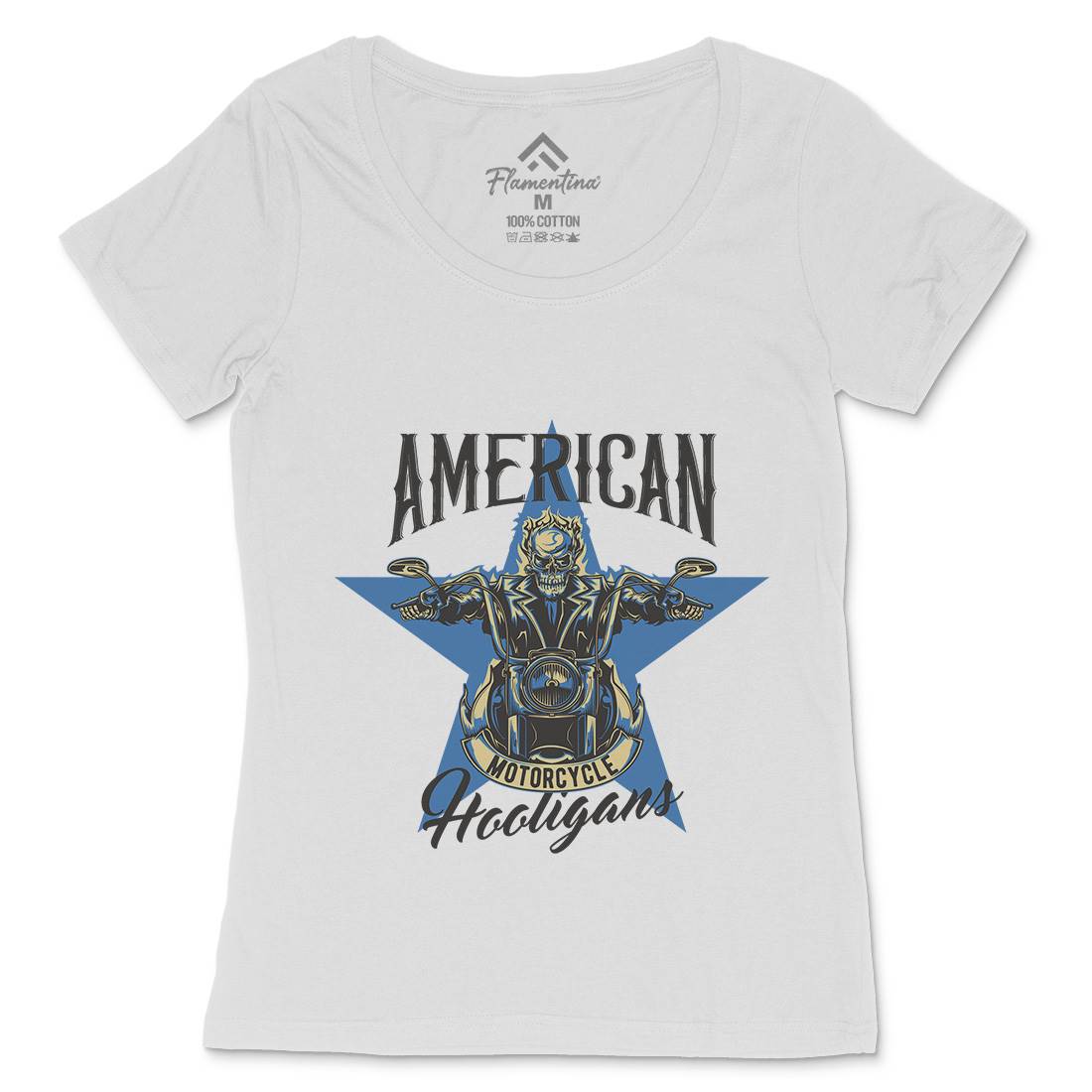 American Womens Scoop Neck T-Shirt Motorcycles B144