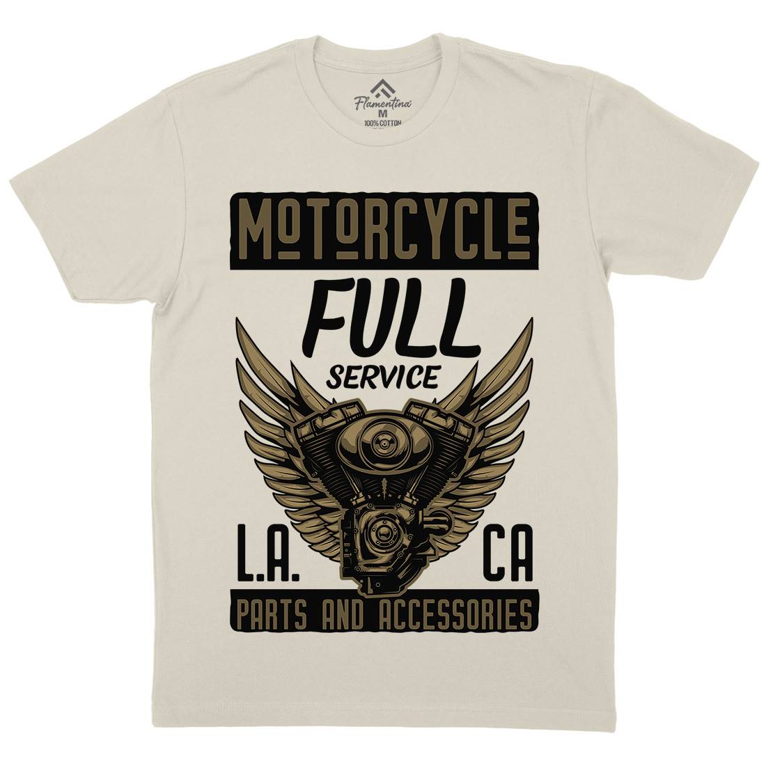 Engine Mens Organic Crew Neck T-Shirt Motorcycles B146