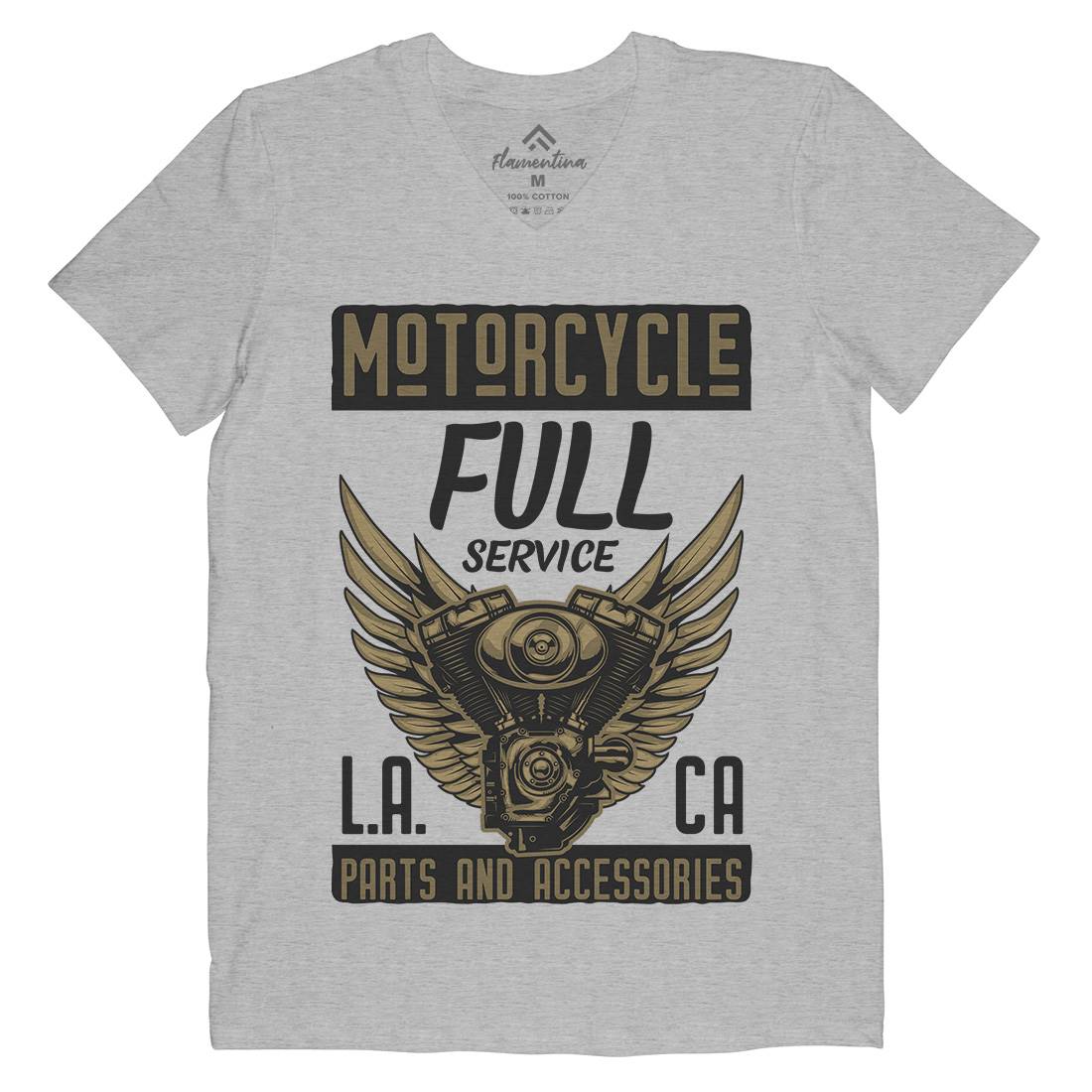 Engine Mens Organic V-Neck T-Shirt Motorcycles B146