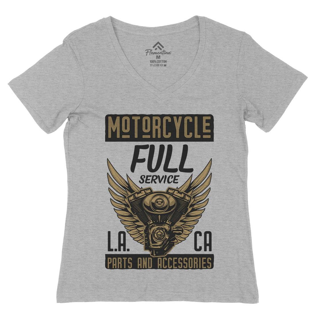 Engine Womens Organic V-Neck T-Shirt Motorcycles B146