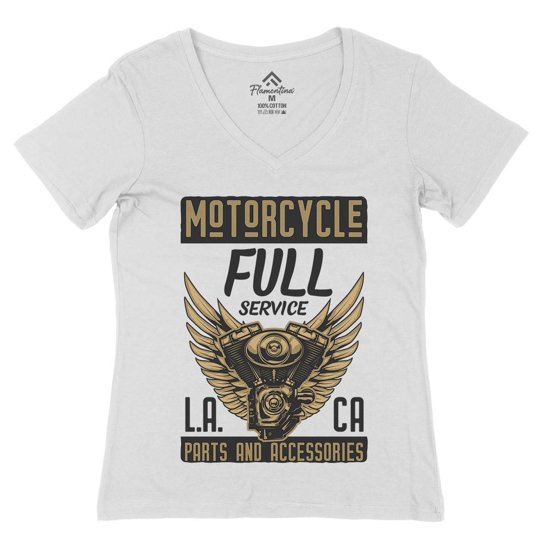 Engine Womens Organic V-Neck T-Shirt Motorcycles B146
