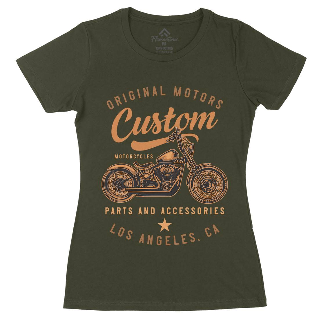 Los Angeles Womens Organic Crew Neck T-Shirt Motorcycles B147