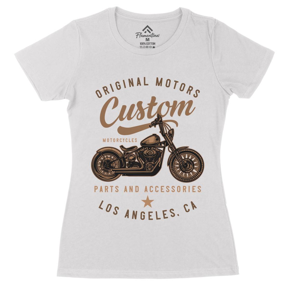 Los Angeles Womens Organic Crew Neck T-Shirt Motorcycles B147