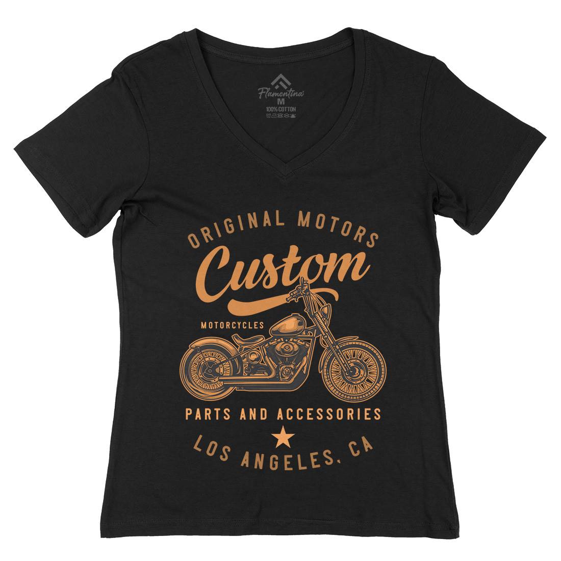 Los Angeles Womens Organic V-Neck T-Shirt Motorcycles B147