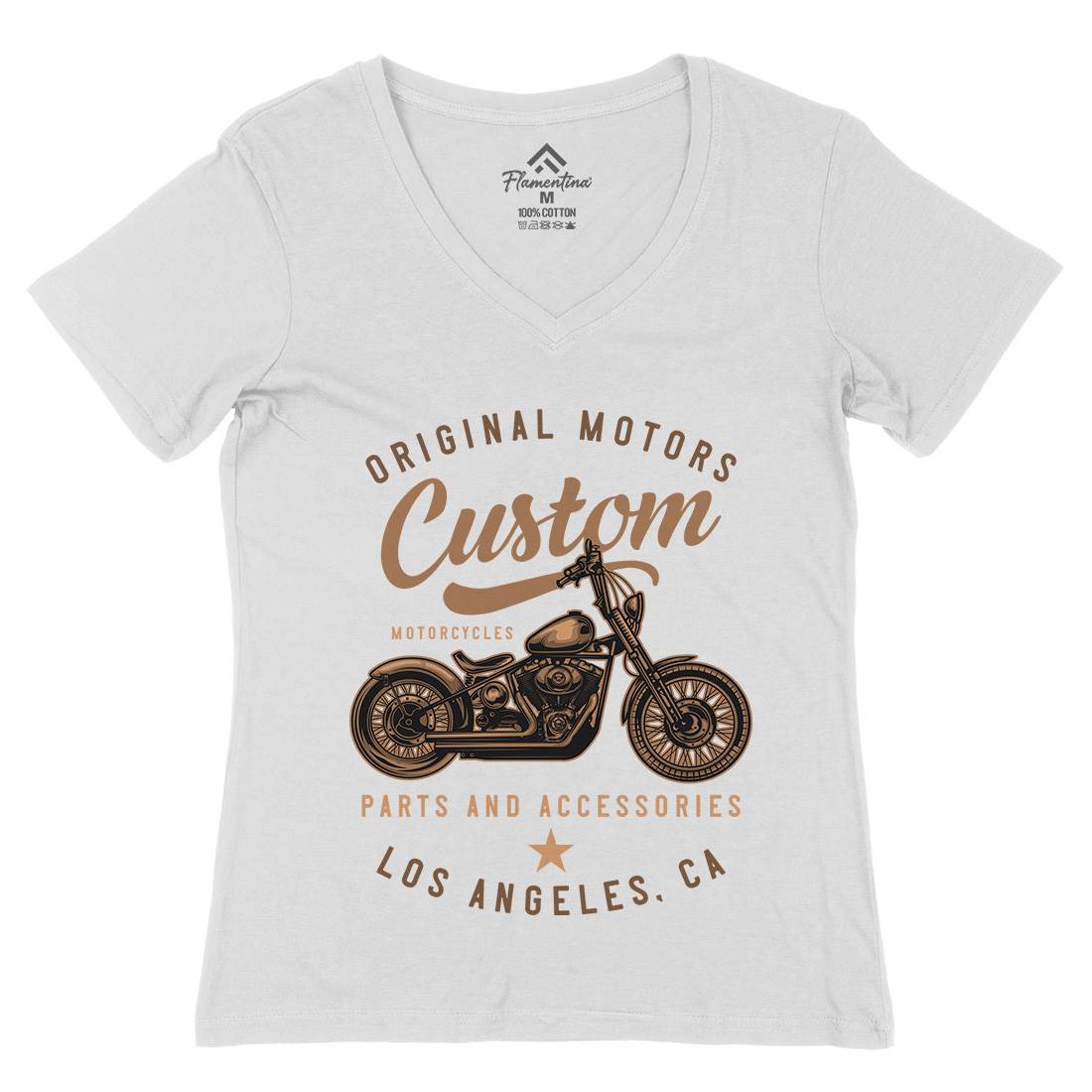 Los Angeles Womens Organic V-Neck T-Shirt Motorcycles B147