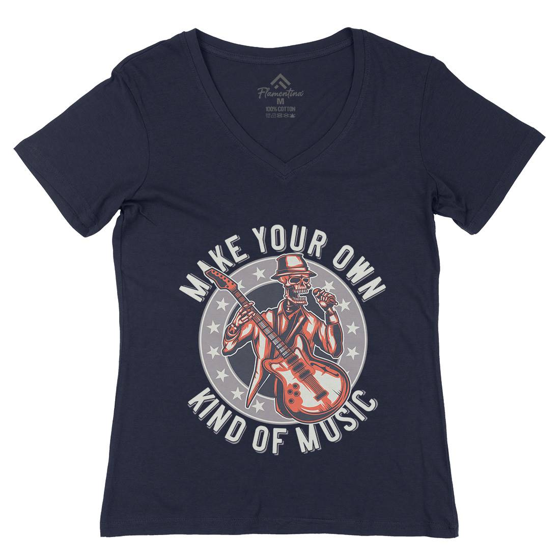 Rock Womens Organic V-Neck T-Shirt Music B149