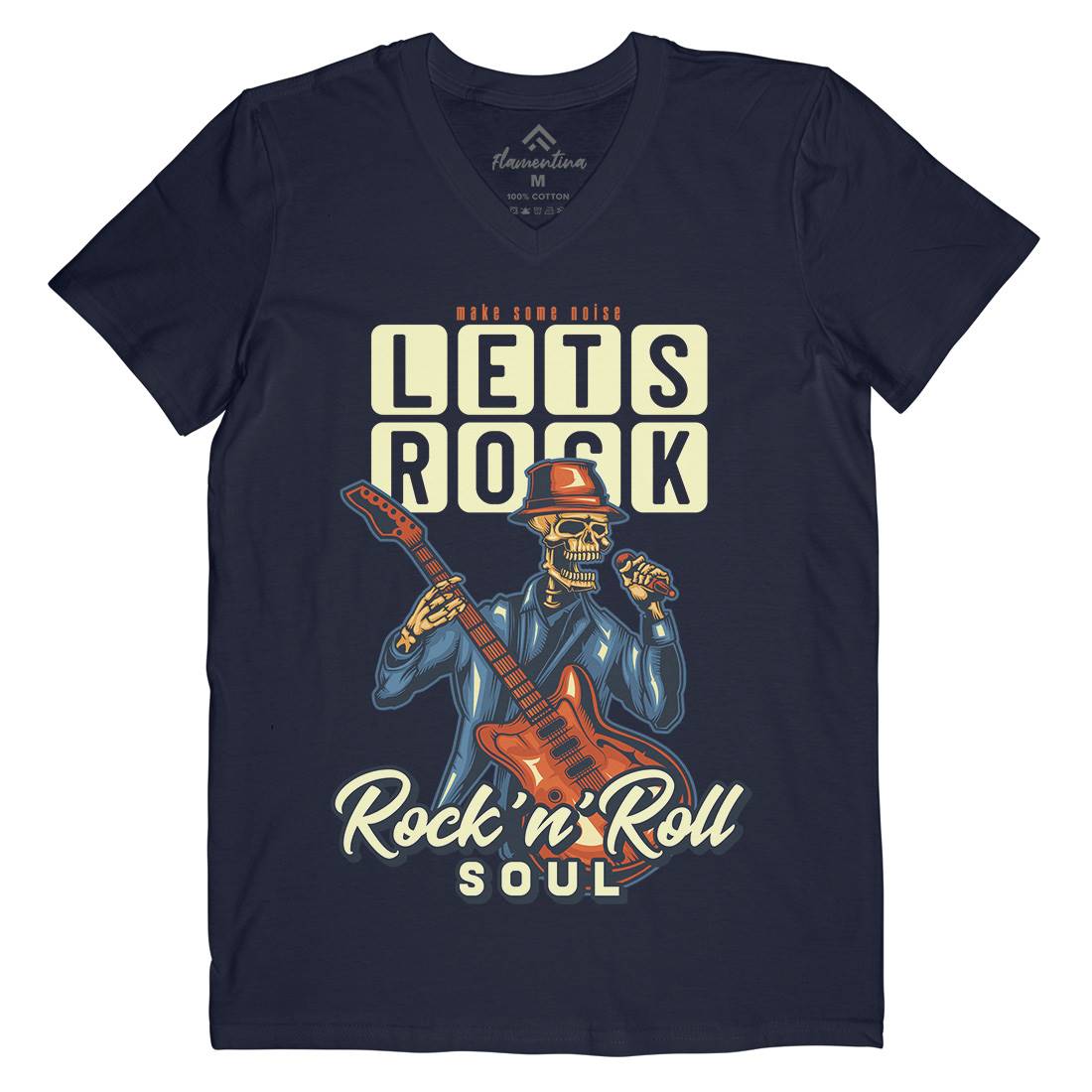 Rock Mens Organic V-Neck T-Shirt Music B150
