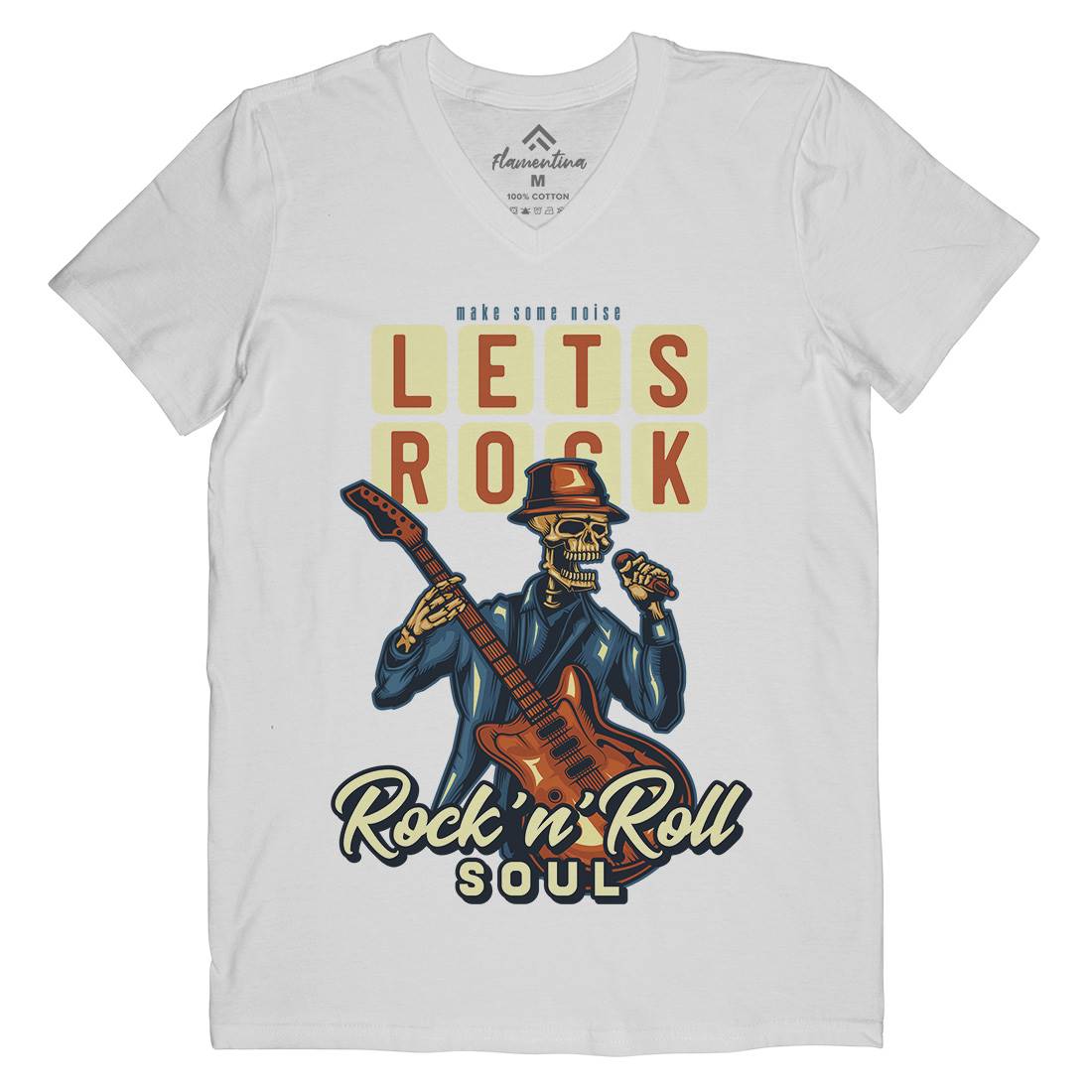 Rock Mens Organic V-Neck T-Shirt Music B150