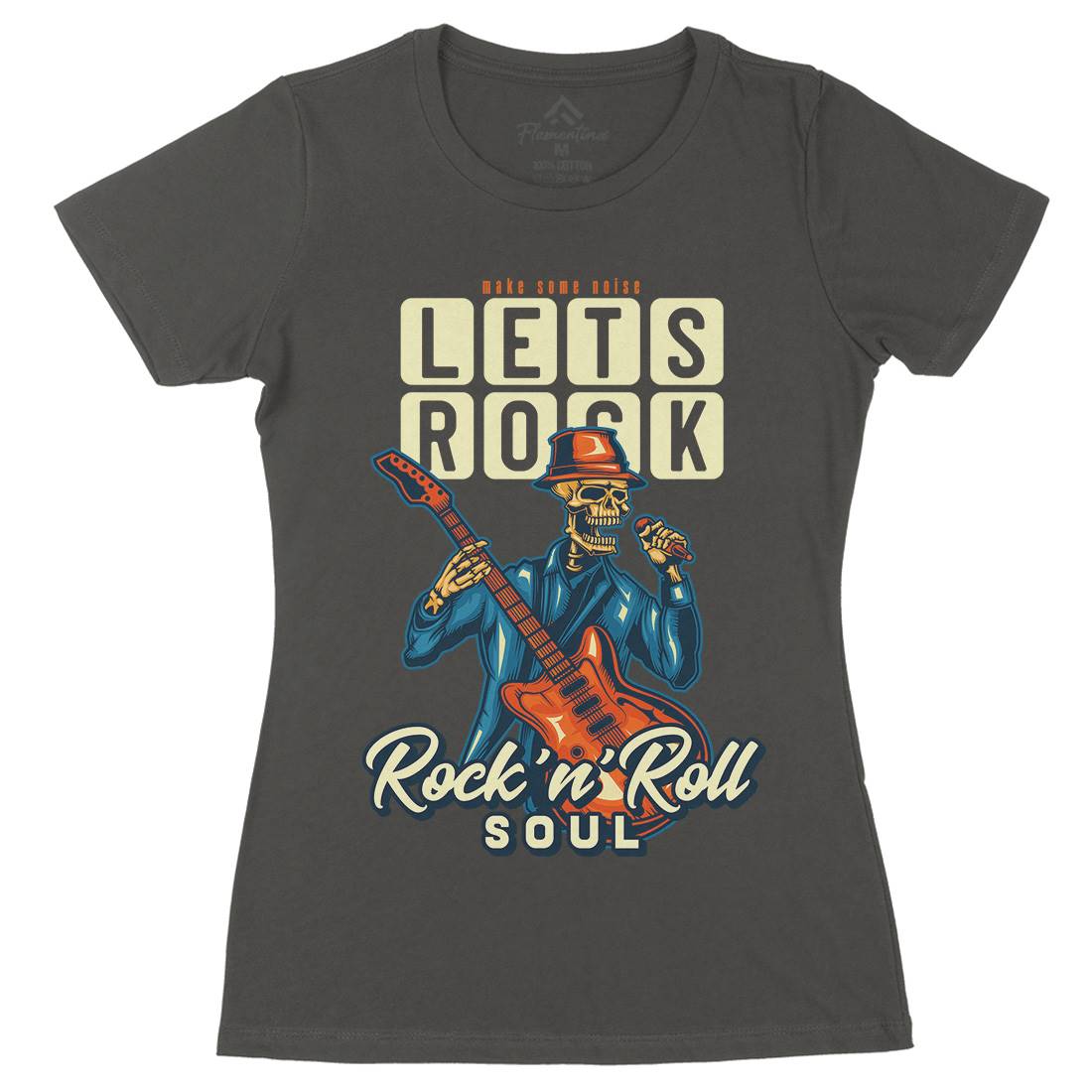 Rock Womens Organic Crew Neck T-Shirt Music B150