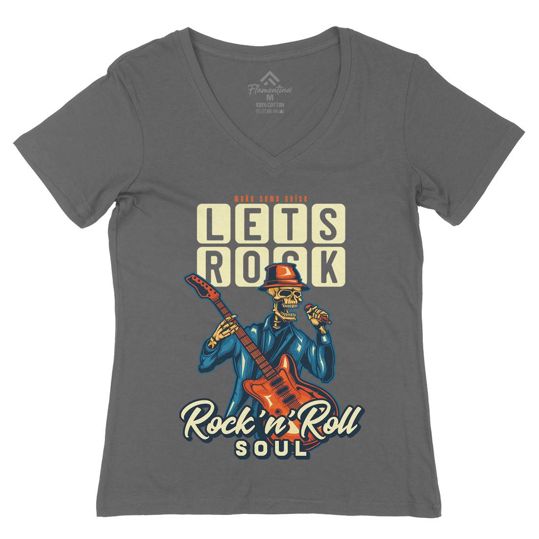 Rock Womens Organic V-Neck T-Shirt Music B150