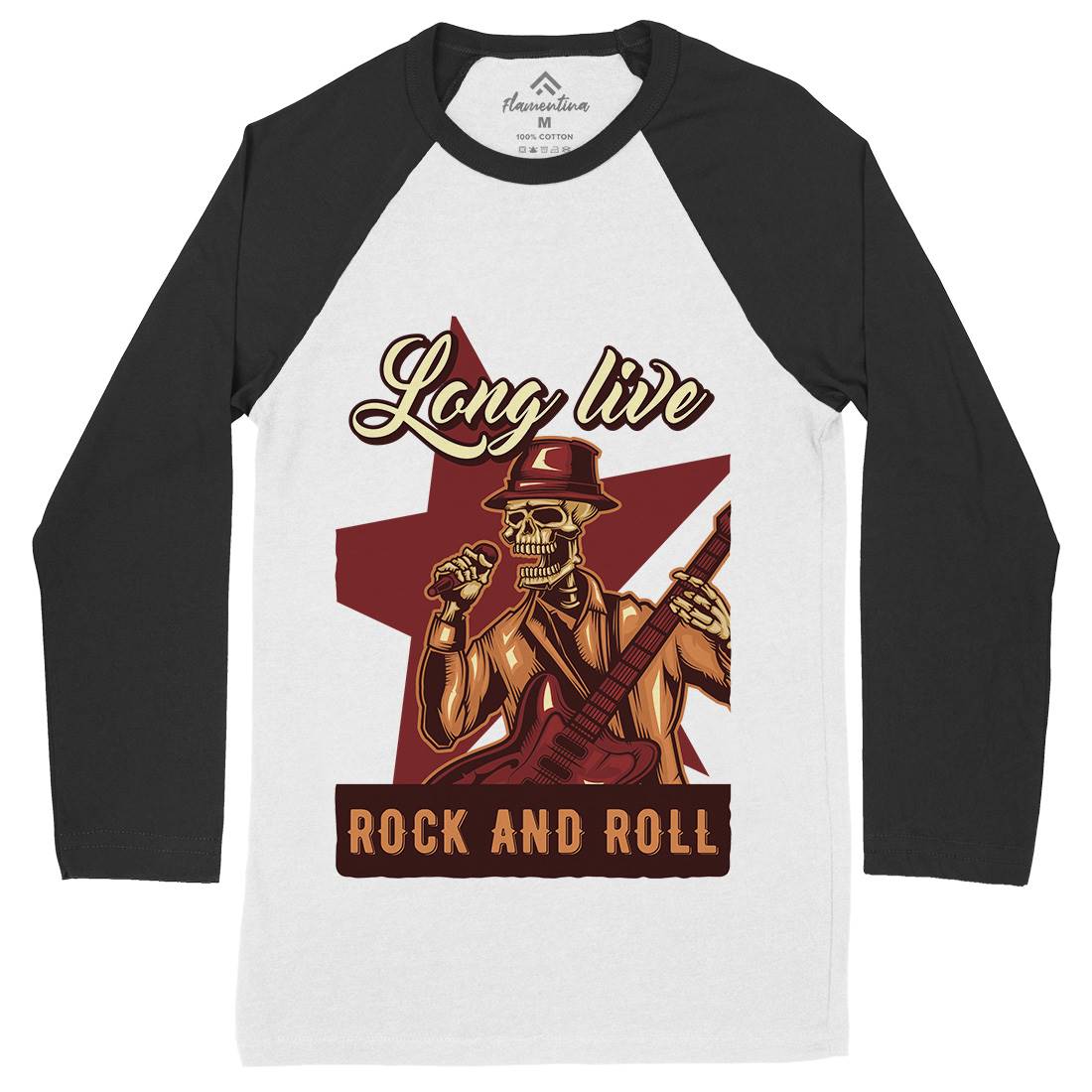 Rock Mens Long Sleeve Baseball T-Shirt Music B151