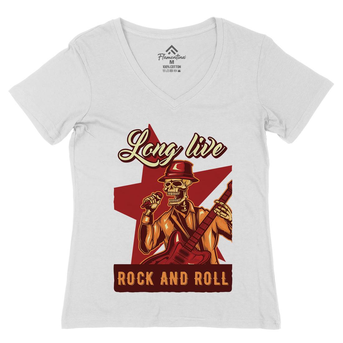 Rock Womens Organic V-Neck T-Shirt Music B151