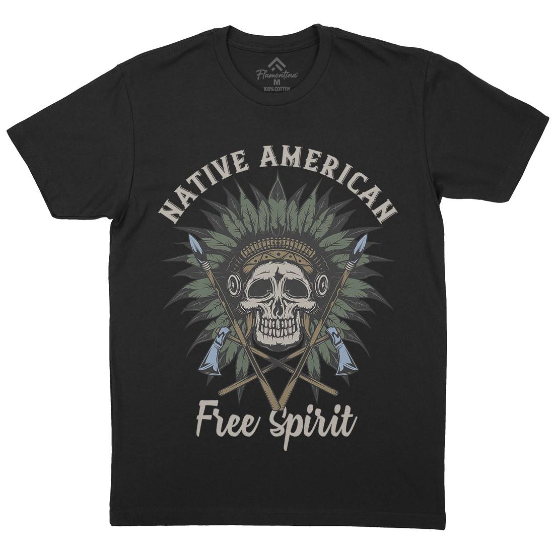 Native American Mens Organic Crew Neck T-Shirt American B152
