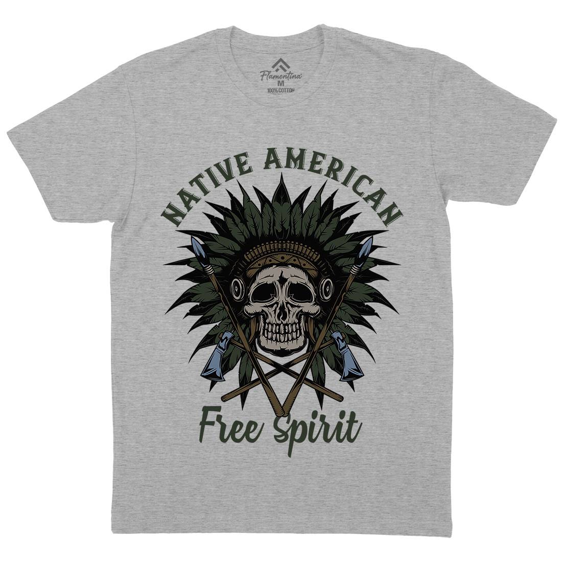 Native American Mens Organic Crew Neck T-Shirt American B152