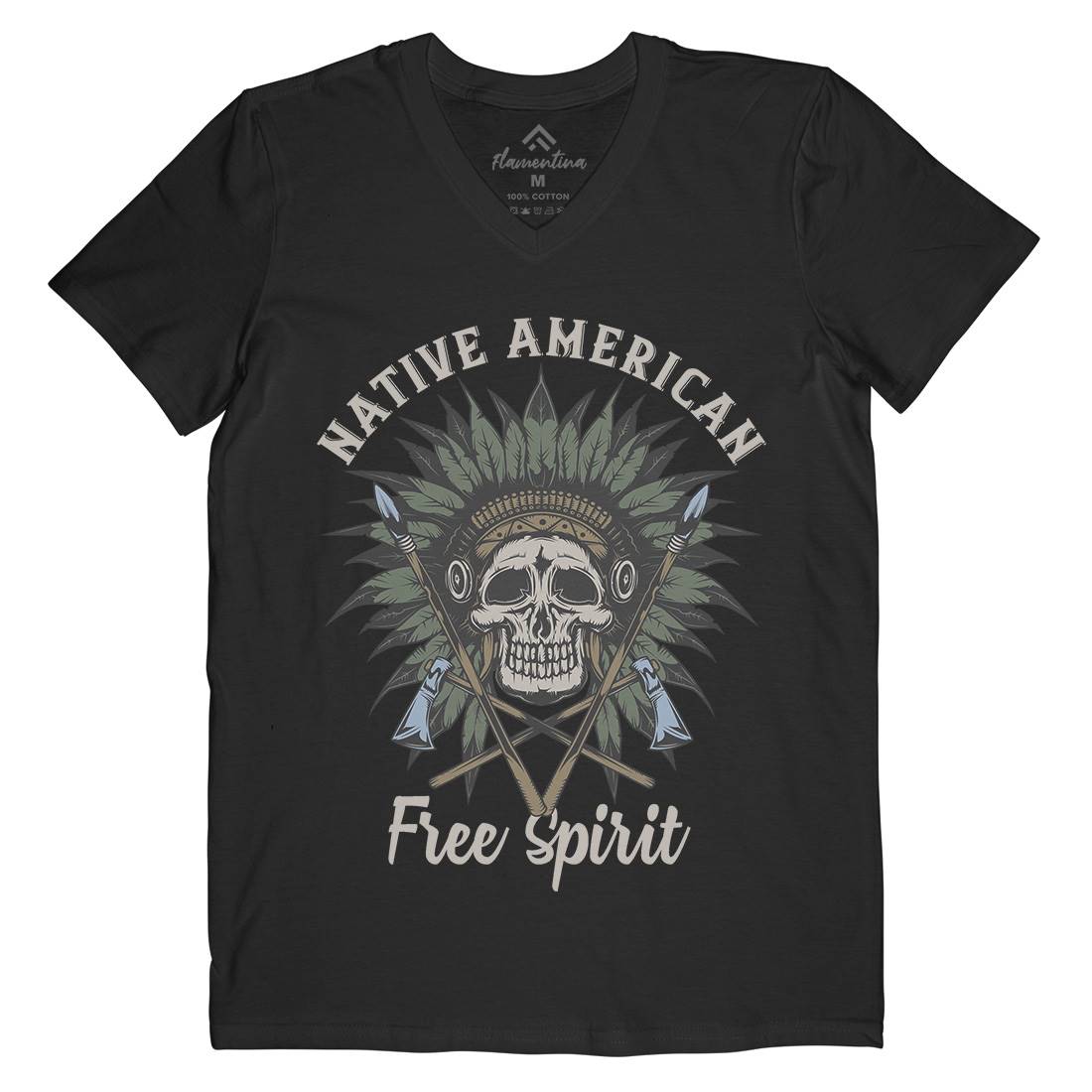 Native American Mens Organic V-Neck T-Shirt American B152