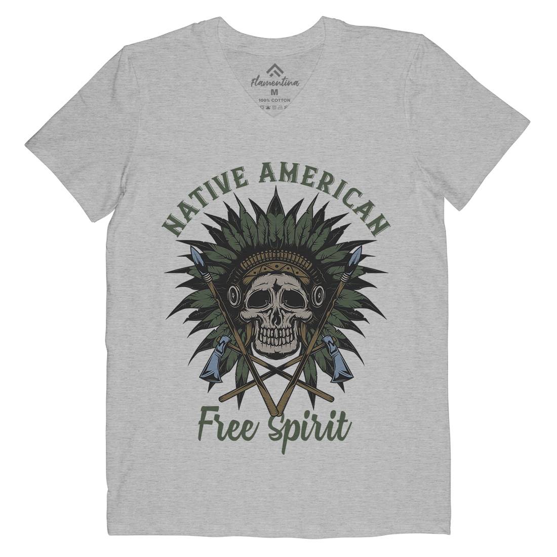 Native American Mens Organic V-Neck T-Shirt American B152