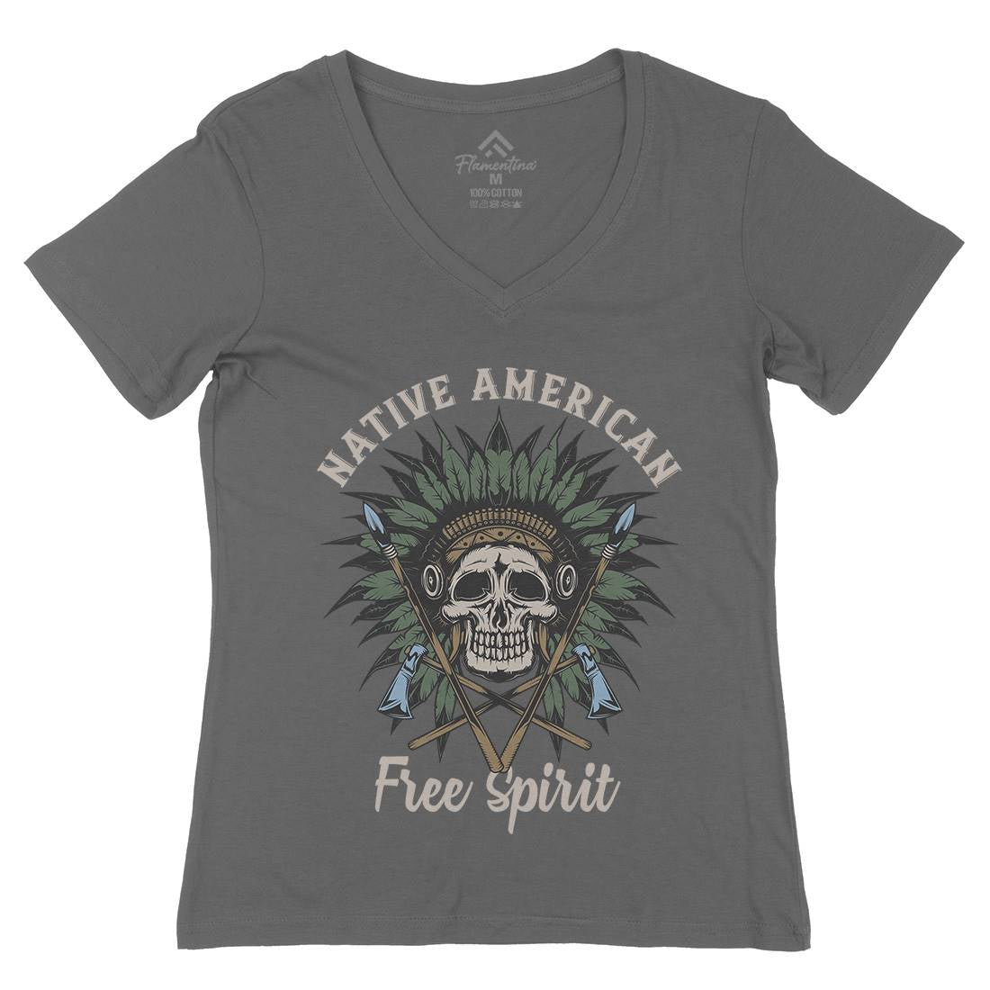 Native American Womens Organic V-Neck T-Shirt American B152