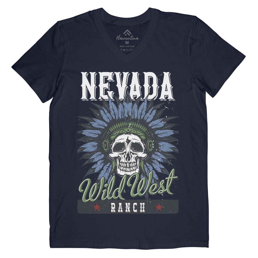 Native American Mens Organic V-Neck T-Shirt American B154