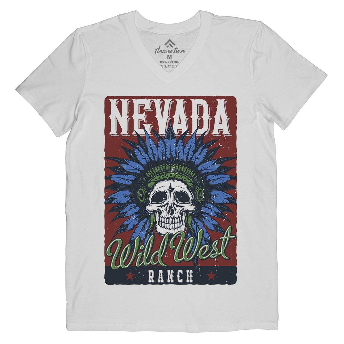 Native American Mens Organic V-Neck T-Shirt American B154