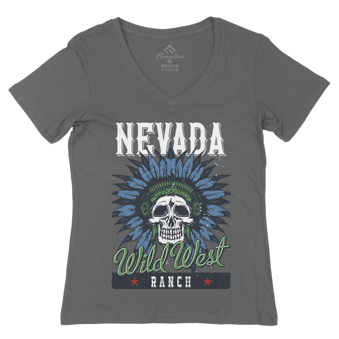 Native American Womens Organic V-Neck T-Shirt American B154