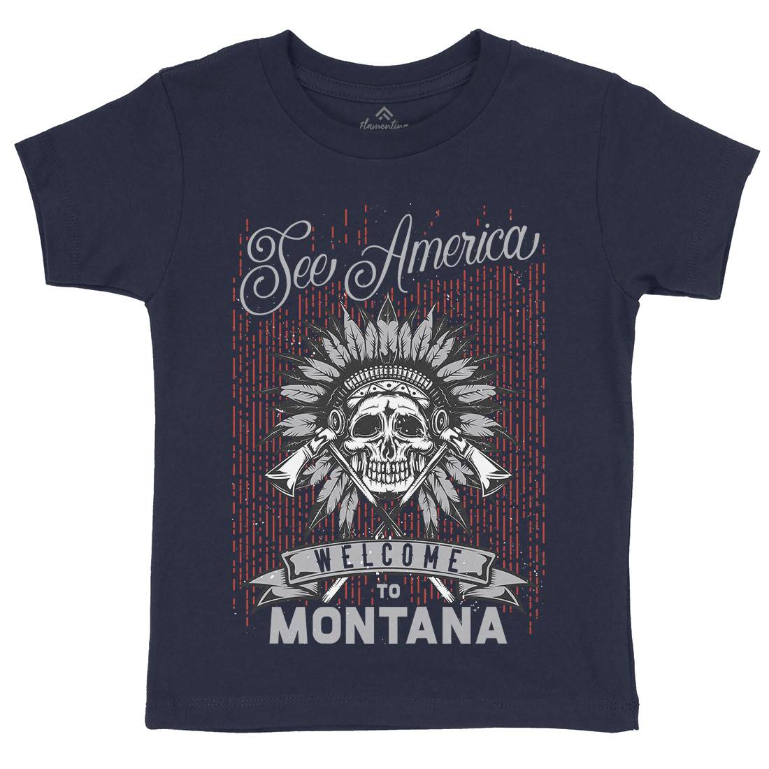 Native American Kids Crew Neck T-Shirt American B155