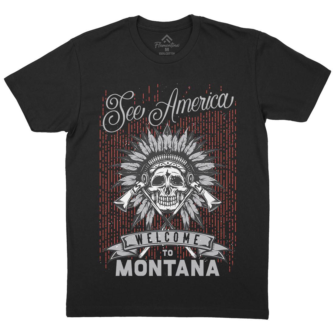 Native American Mens Organic Crew Neck T-Shirt American B155