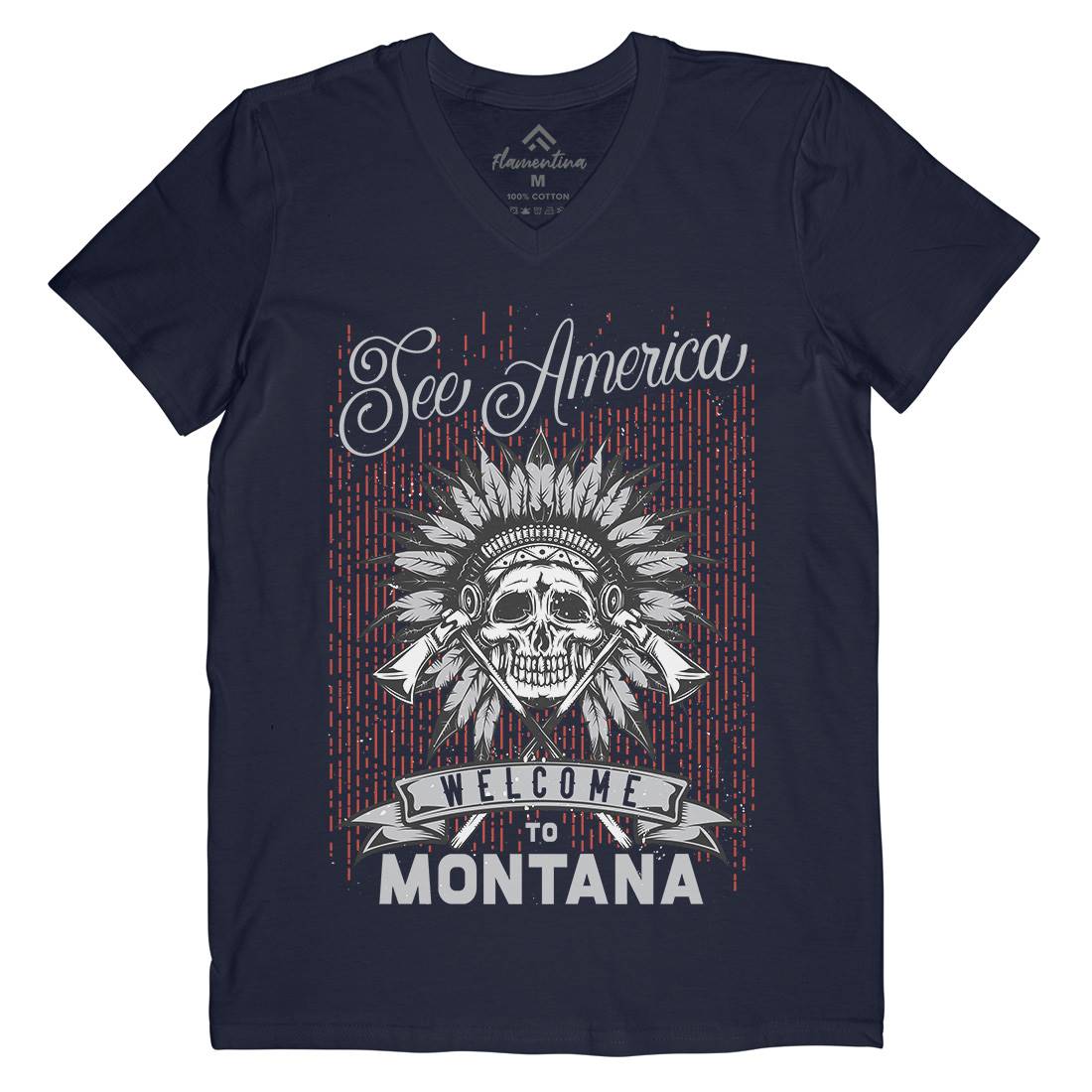Native American Mens Organic V-Neck T-Shirt American B155