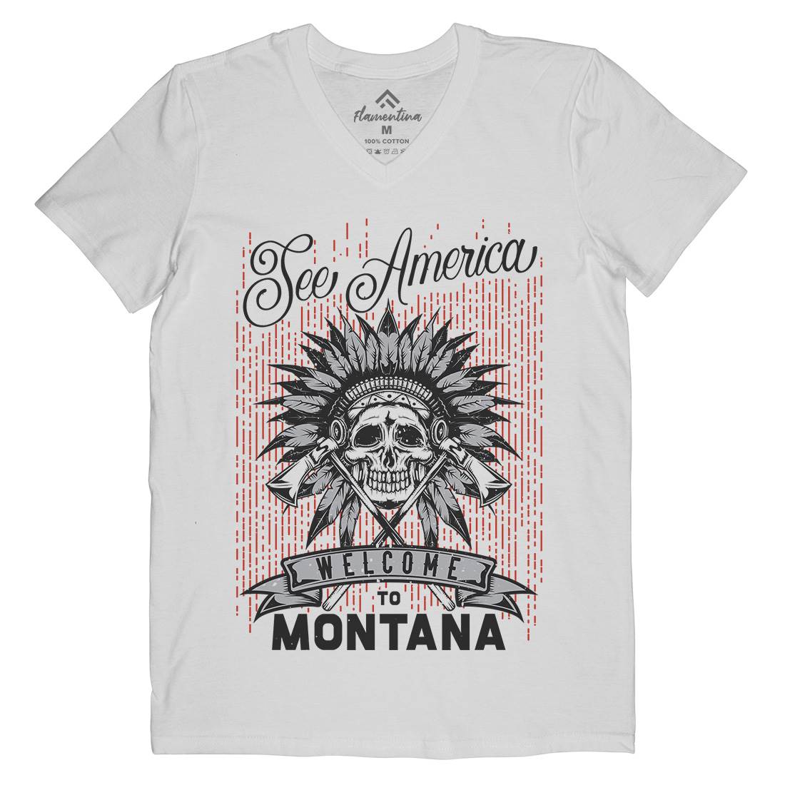 Native American Mens Organic V-Neck T-Shirt American B155