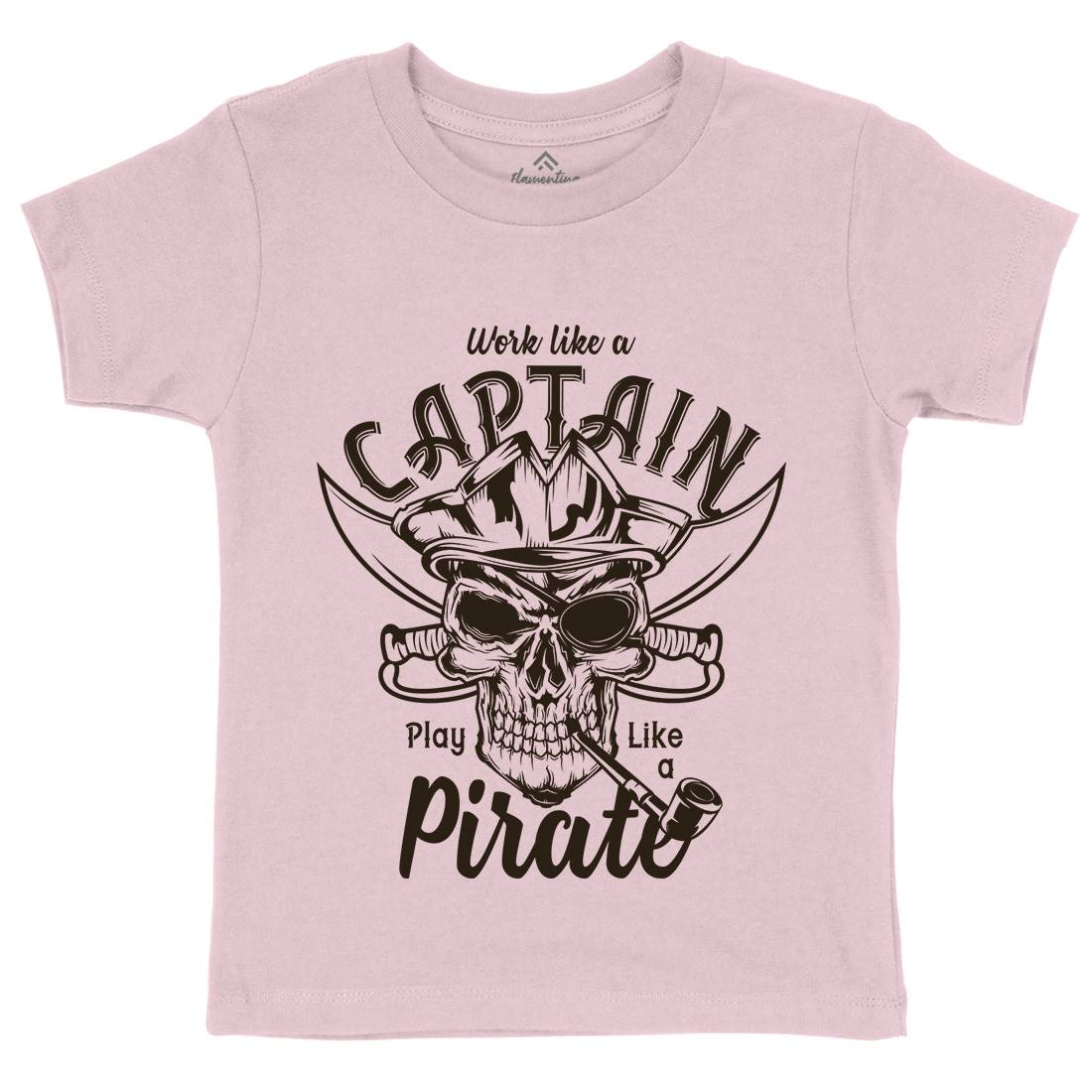 Pirate Kids Organic Crew Neck T-Shirt Navy B156