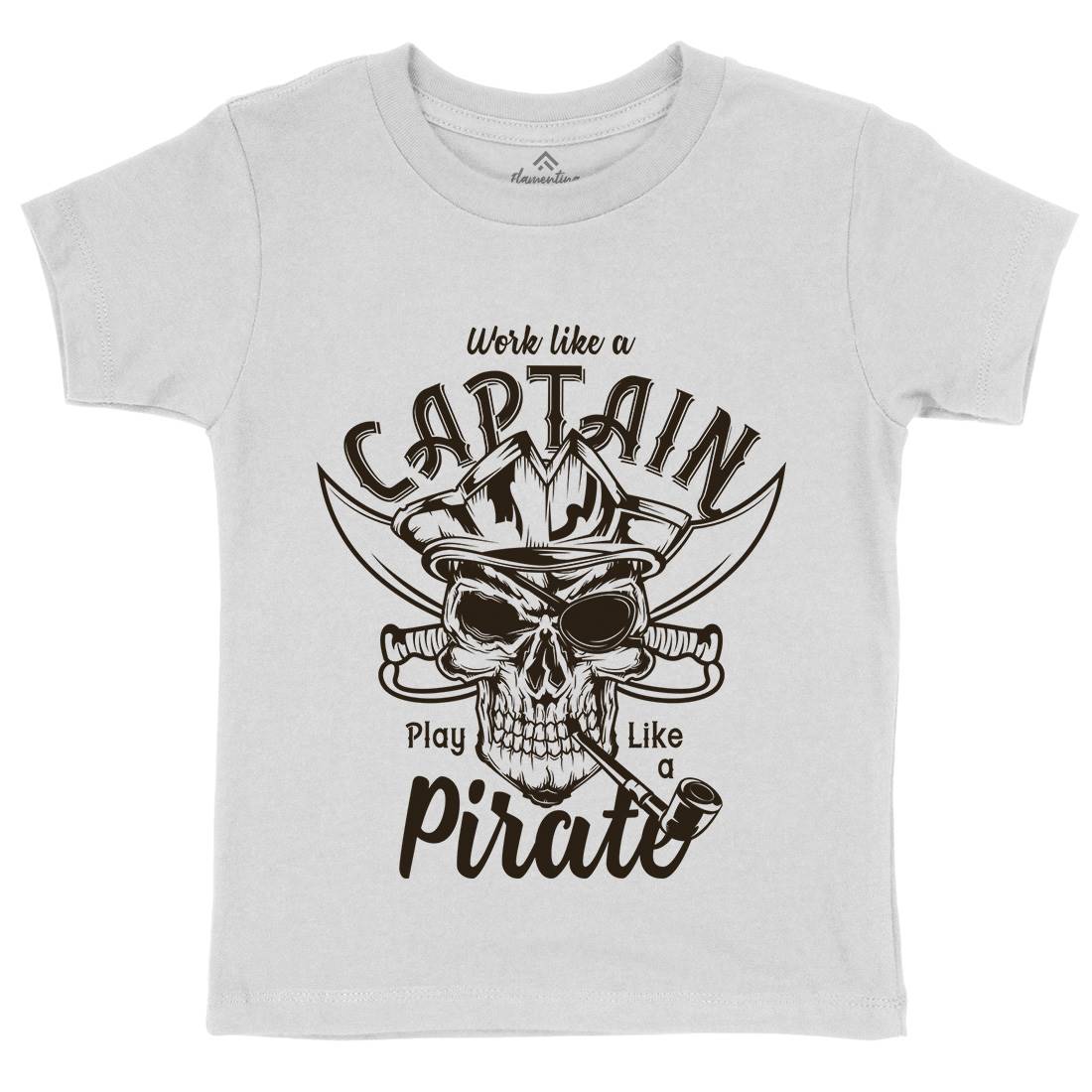 Pirate Kids Crew Neck T-Shirt Navy B156