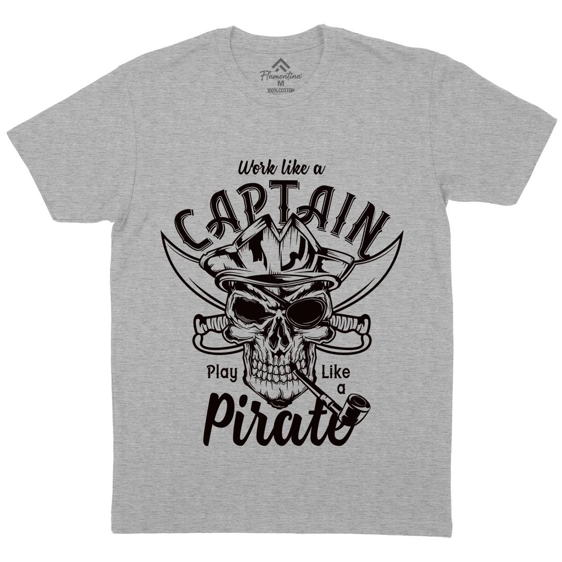 Pirate Mens Crew Neck T-Shirt Navy B156
