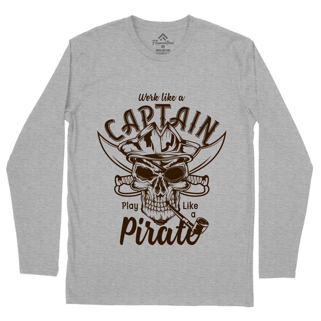 Pirate Mens Long Sleeve T-Shirt Navy B156