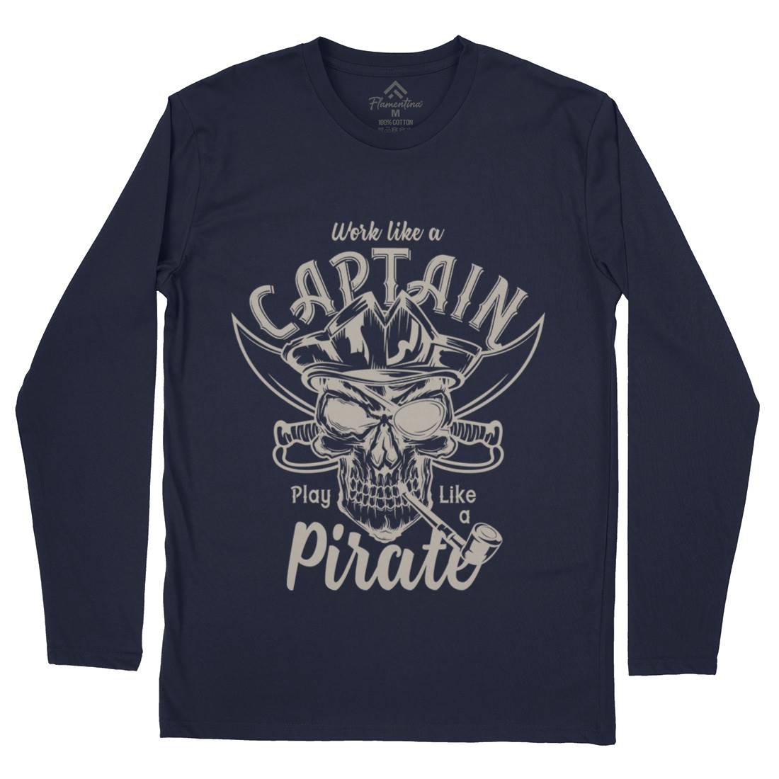 Pirate Mens Long Sleeve T-Shirt Navy B156