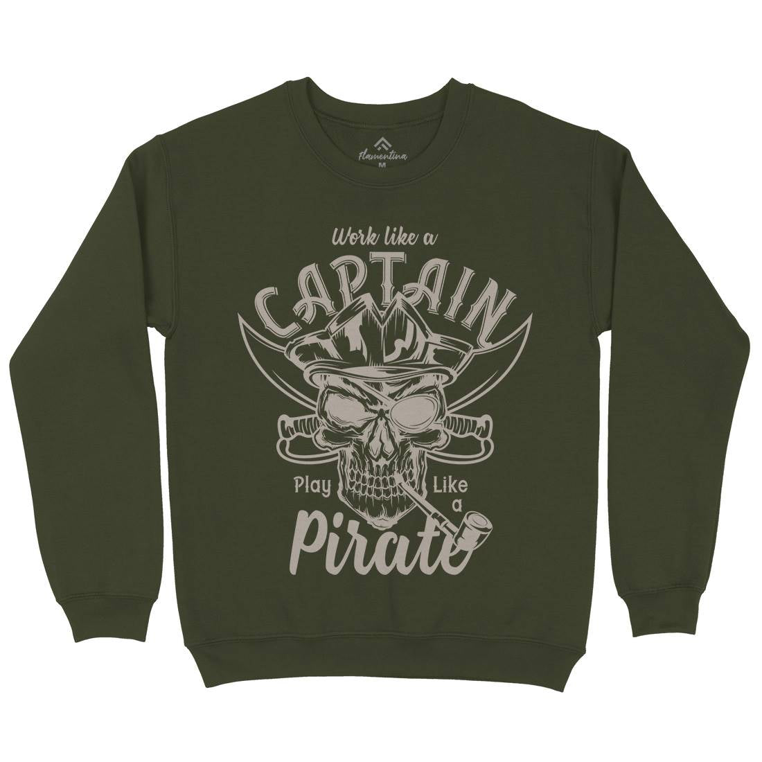Pirate Mens Crew Neck Sweatshirt Navy B156
