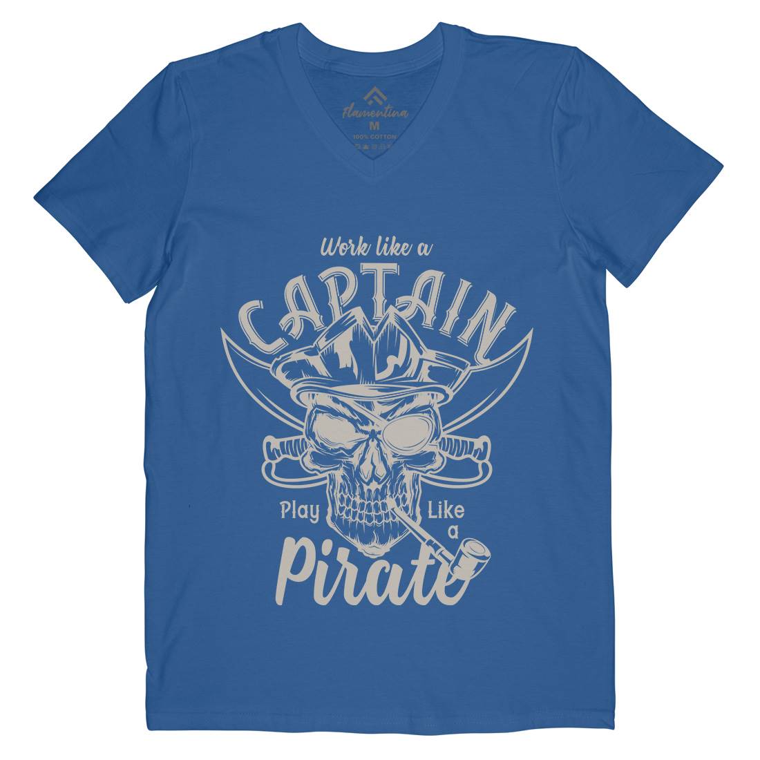 Pirate Mens V-Neck T-Shirt Navy B156