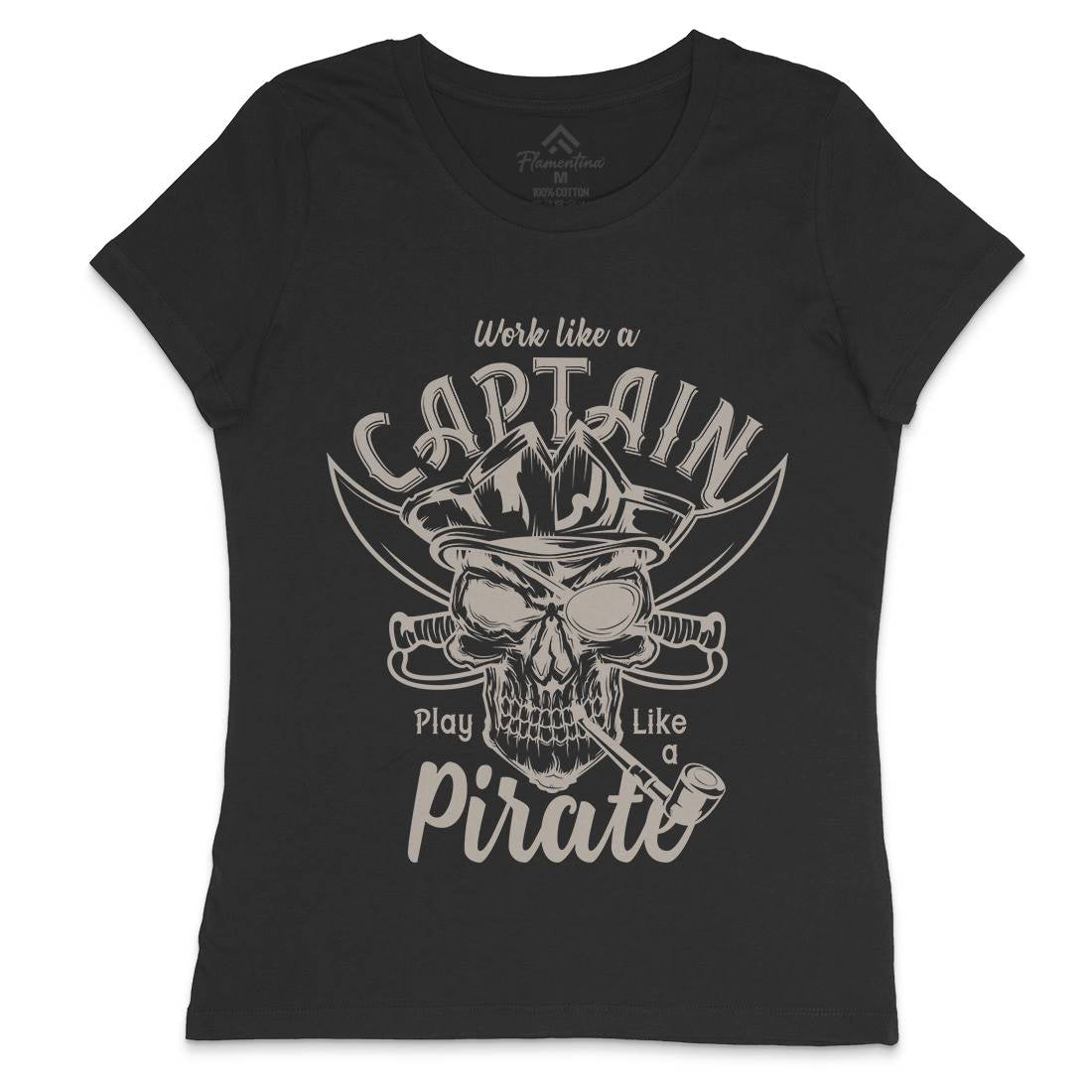 Pirate Womens Crew Neck T-Shirt Navy B156