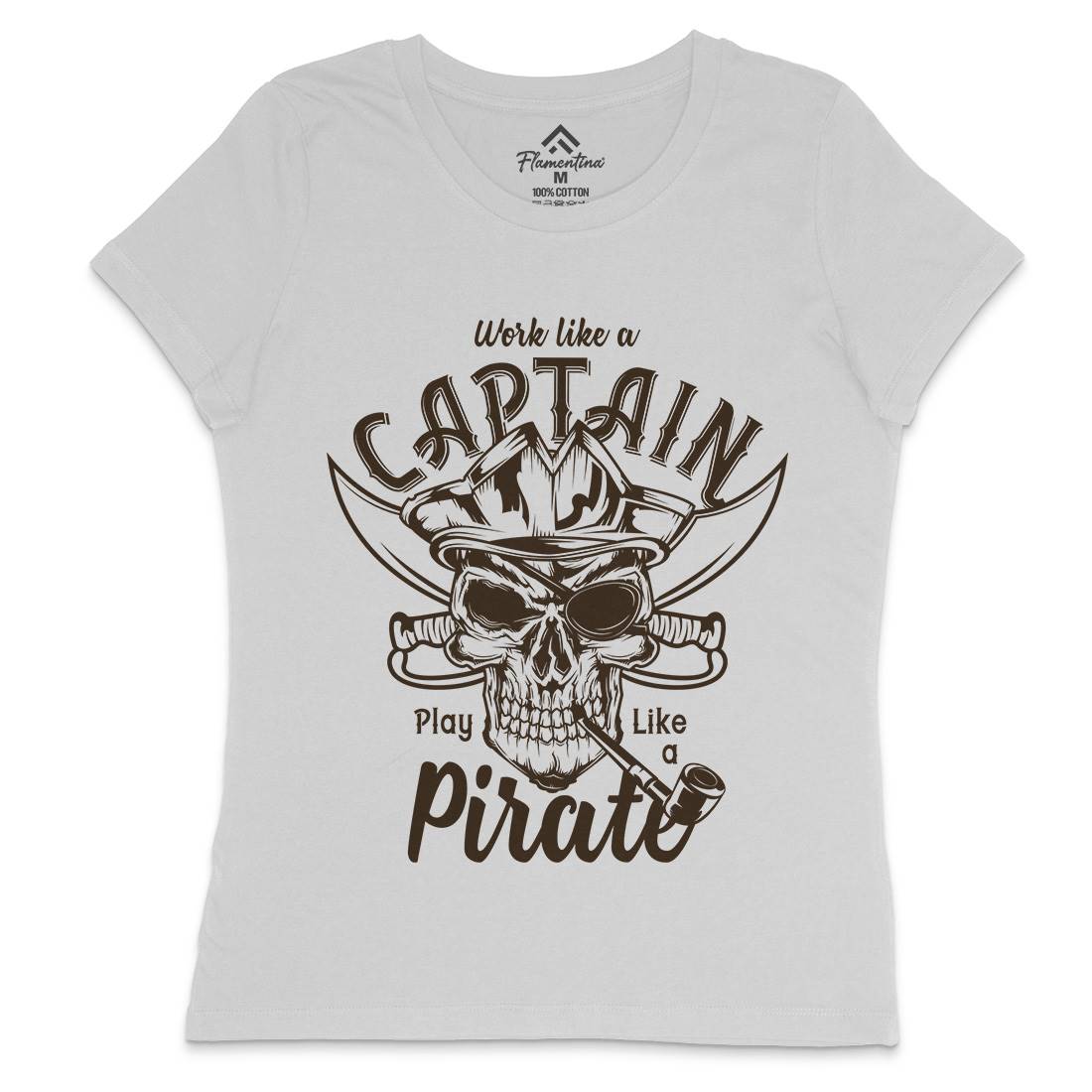 Pirate Womens Crew Neck T-Shirt Navy B156