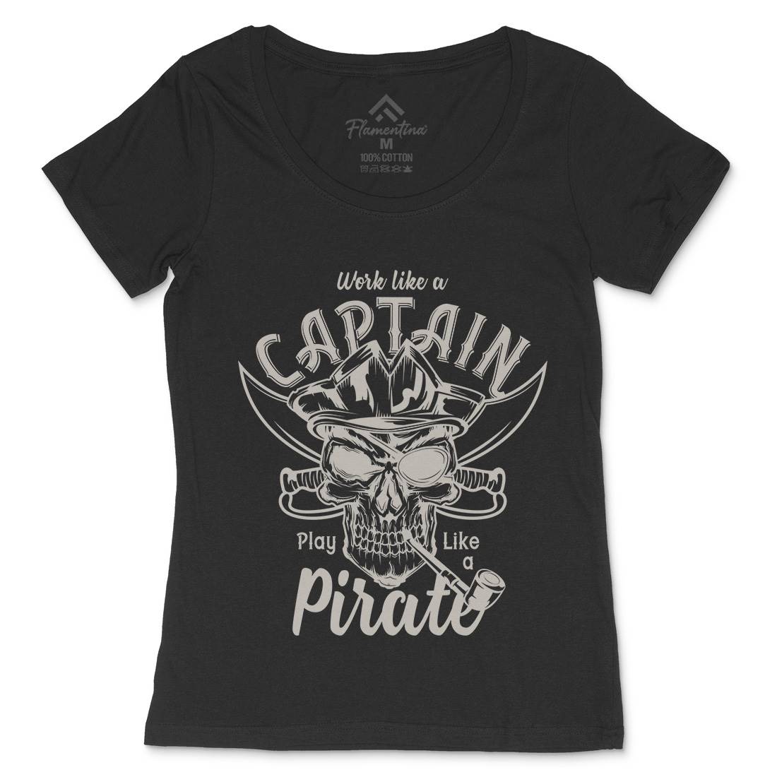 Pirate Womens Scoop Neck T-Shirt Navy B156