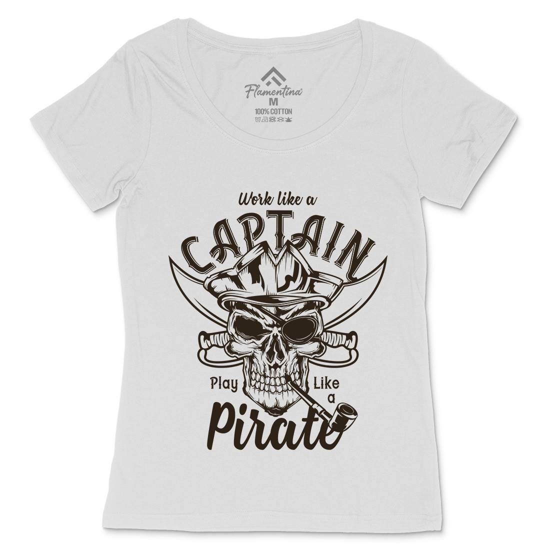 Pirate Womens Scoop Neck T-Shirt Navy B156
