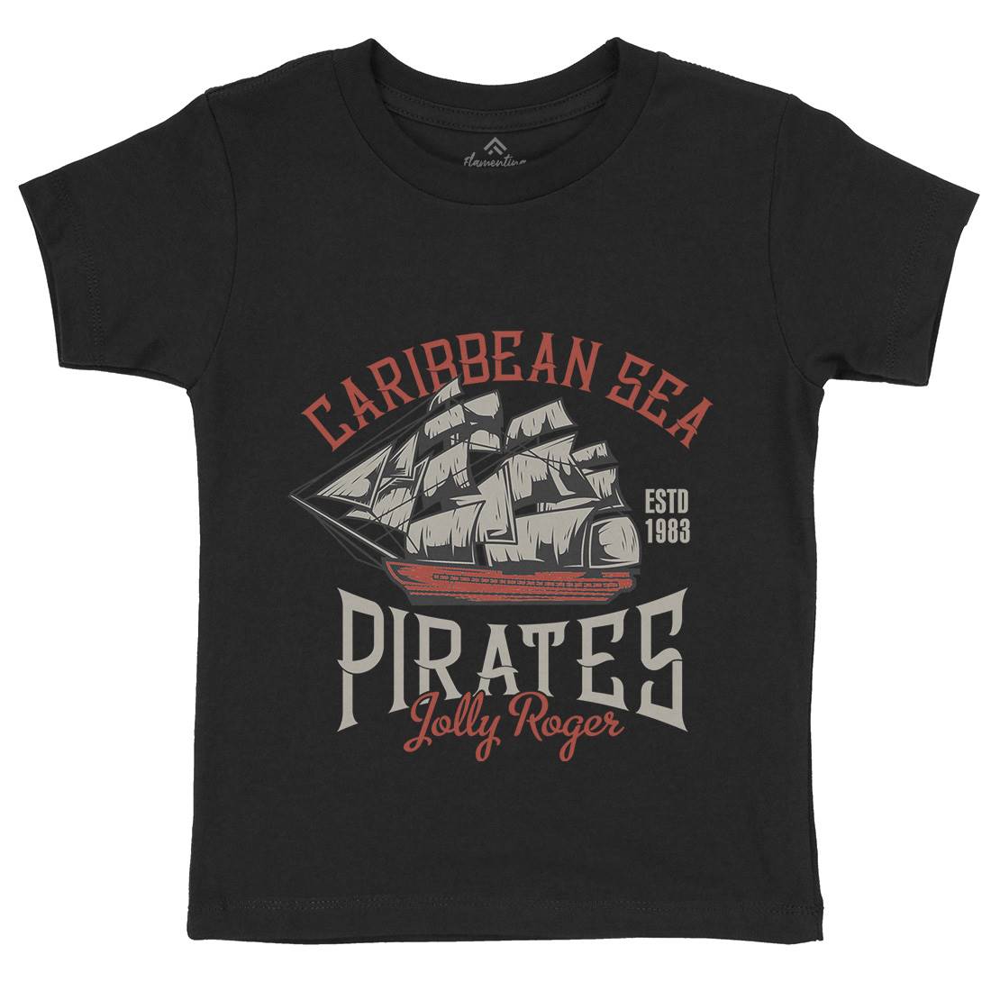 Pirate Kids Organic Crew Neck T-Shirt Navy B157