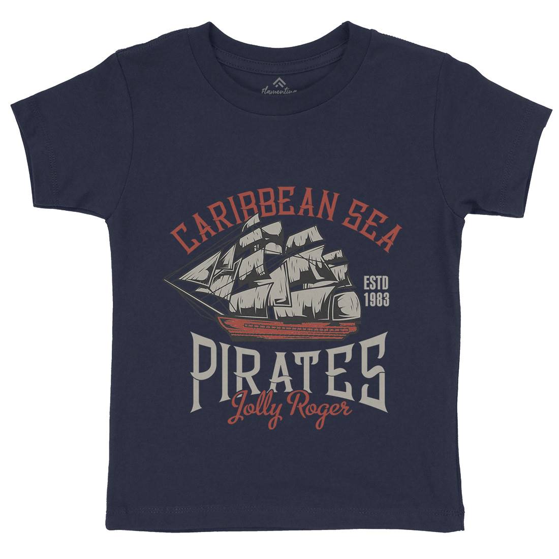 Pirate Kids Crew Neck T-Shirt Navy B157