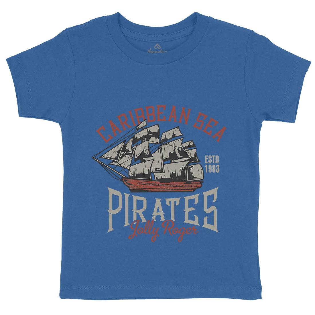 Pirate Kids Organic Crew Neck T-Shirt Navy B157