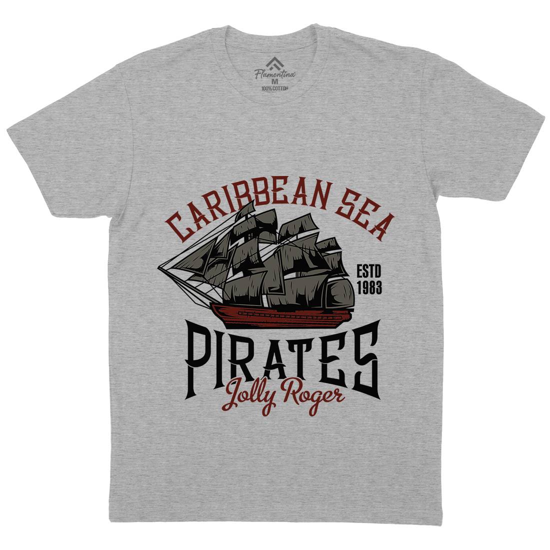 Pirate Mens Crew Neck T-Shirt Navy B157