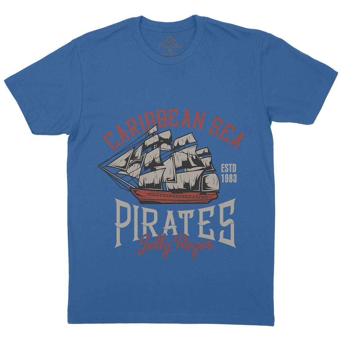 Pirate Mens Organic Crew Neck T-Shirt Navy B157