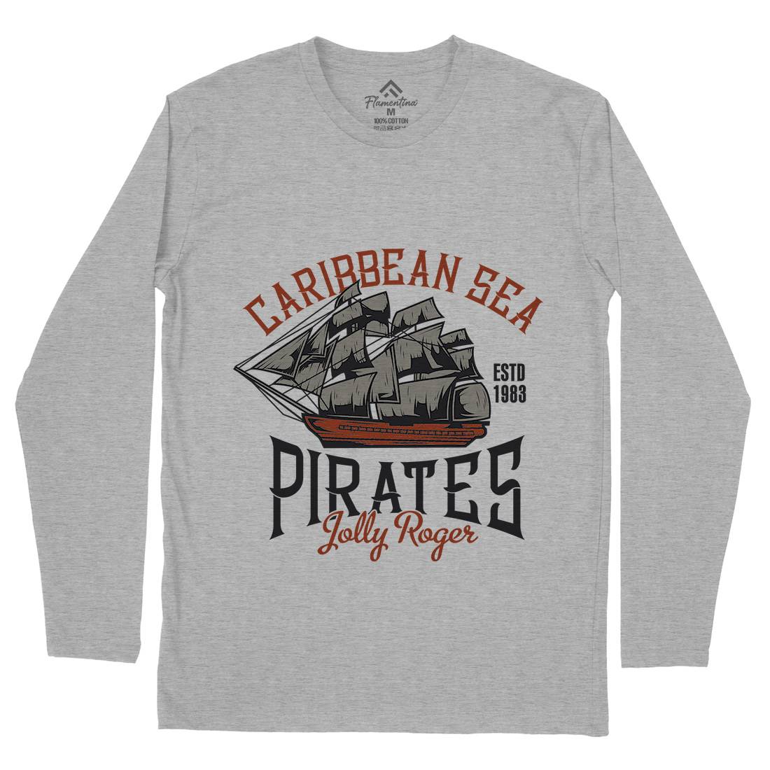 Pirate Mens Long Sleeve T-Shirt Navy B157