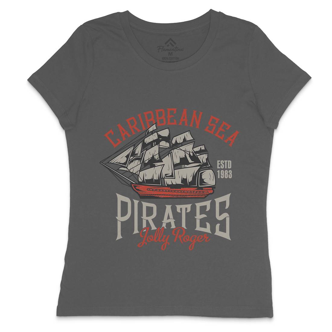 Pirate Womens Crew Neck T-Shirt Navy B157