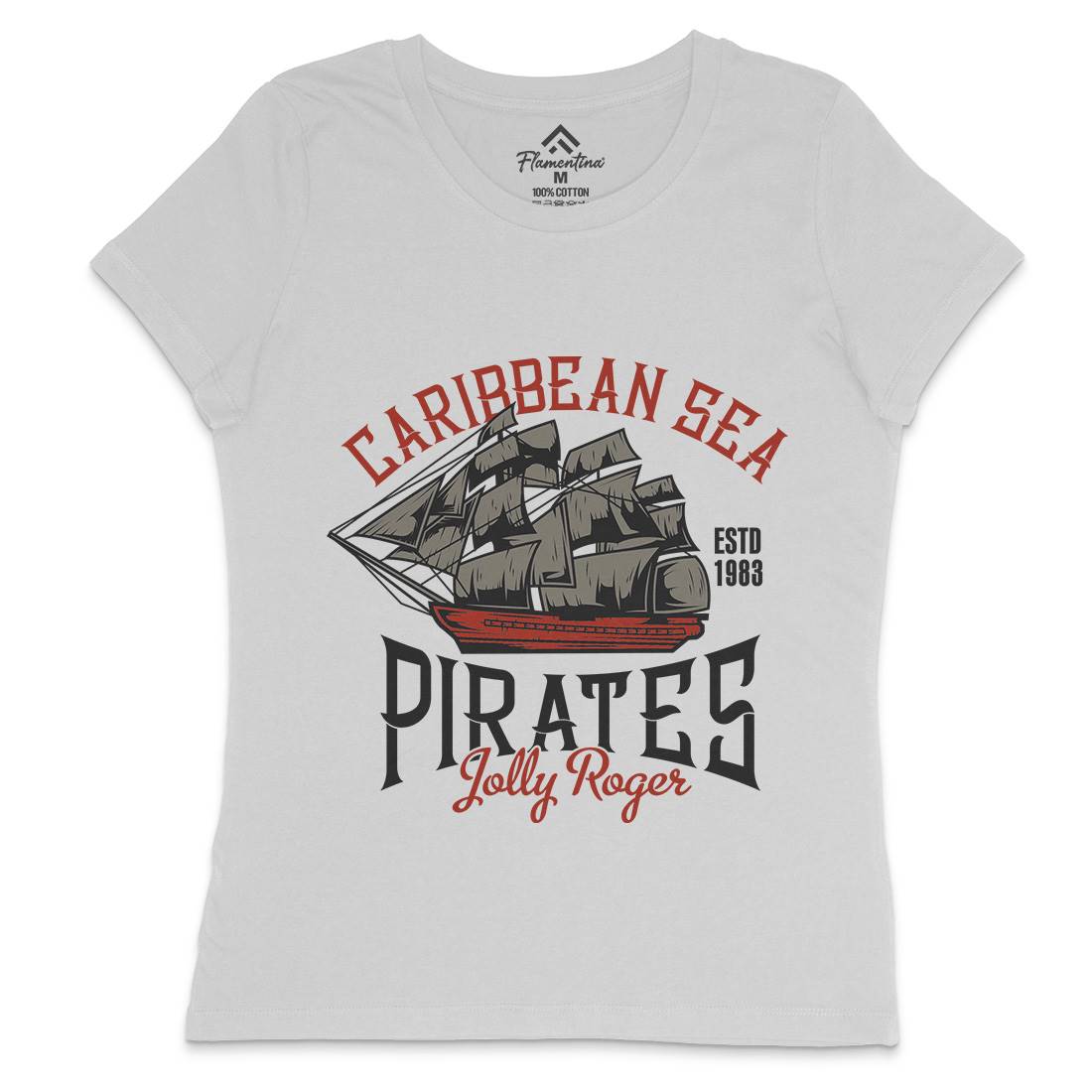 Pirate Womens Crew Neck T-Shirt Navy B157